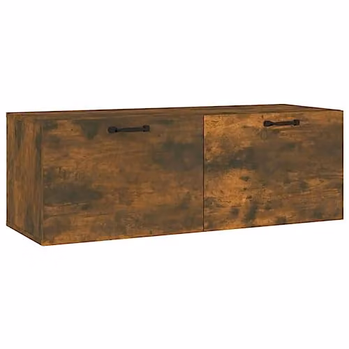 vidaXL Wall Cabinet in Smoked Oak, Brown, W: 100 cm, D: 36.5 cm, H: 35 cm