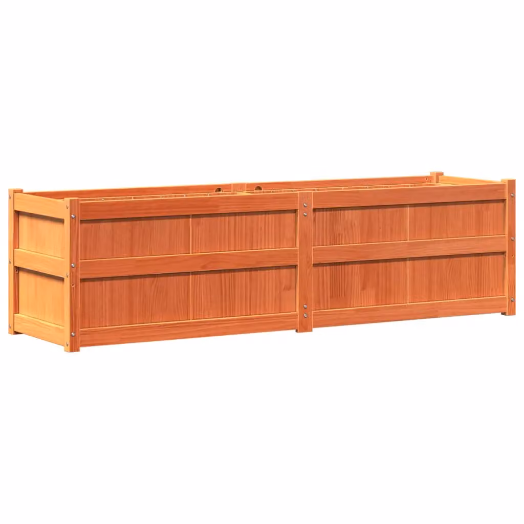 Berkfield Home Waxed Brown Pine Wood Garden Planter W/D/H: 180 x 50 x 50 cm – 2