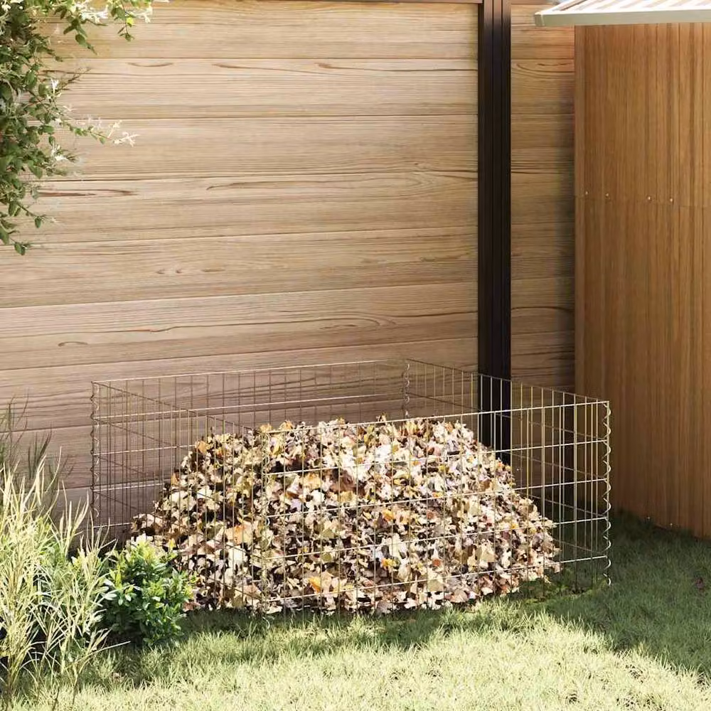 Berkfield Home Garden Galvanised Steel Square Composter in Silver, W/D/H: 100 x 100 x 50 cm – 2