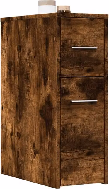Berkfield Home Narrow Bathroom Cupboard with Wheels in Smoked Oak Brown