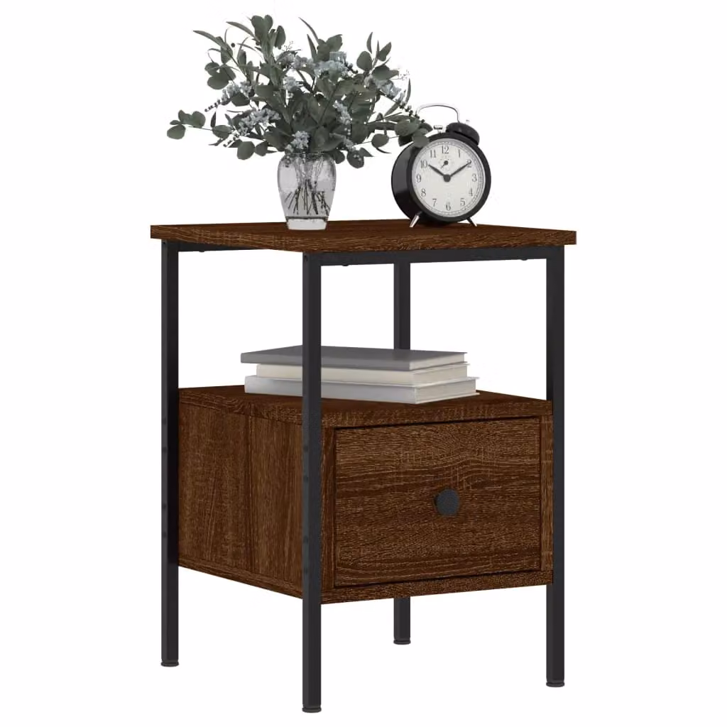 Berkfield Home Set of 2 Bedside Cabinets in Brown Oak, W/D/H: 34 x 36 x 50 cm – 3