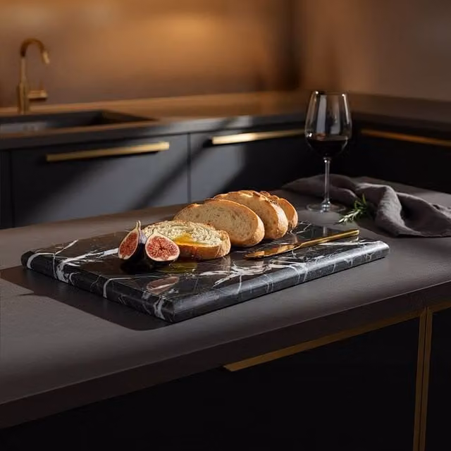 Premier Housewares Black and Gold Marble Rectangular Chopping Board W: 45 cm, D: 36 cm, H: 2 cm – 3