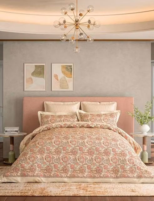 V&A Elysian Floral Cotton Bedding Set, Multicolour, W: 180 cm x L: 200 cm