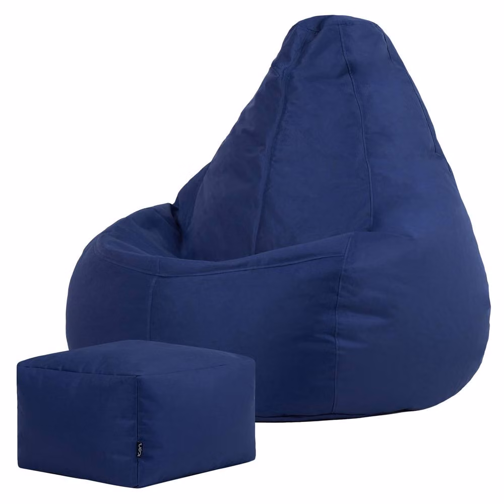 Bean Bag Bazaar icon Gaming Recliner Indoor and Outdoor Bean Bag with Footstool in Blue – 2