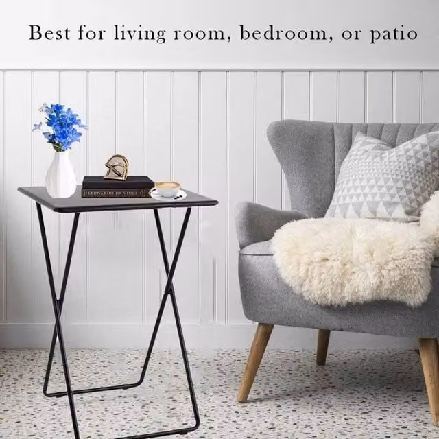 EONLION Black Folding Rectangular Tray Table for Living Rooms, Width: 100 cm