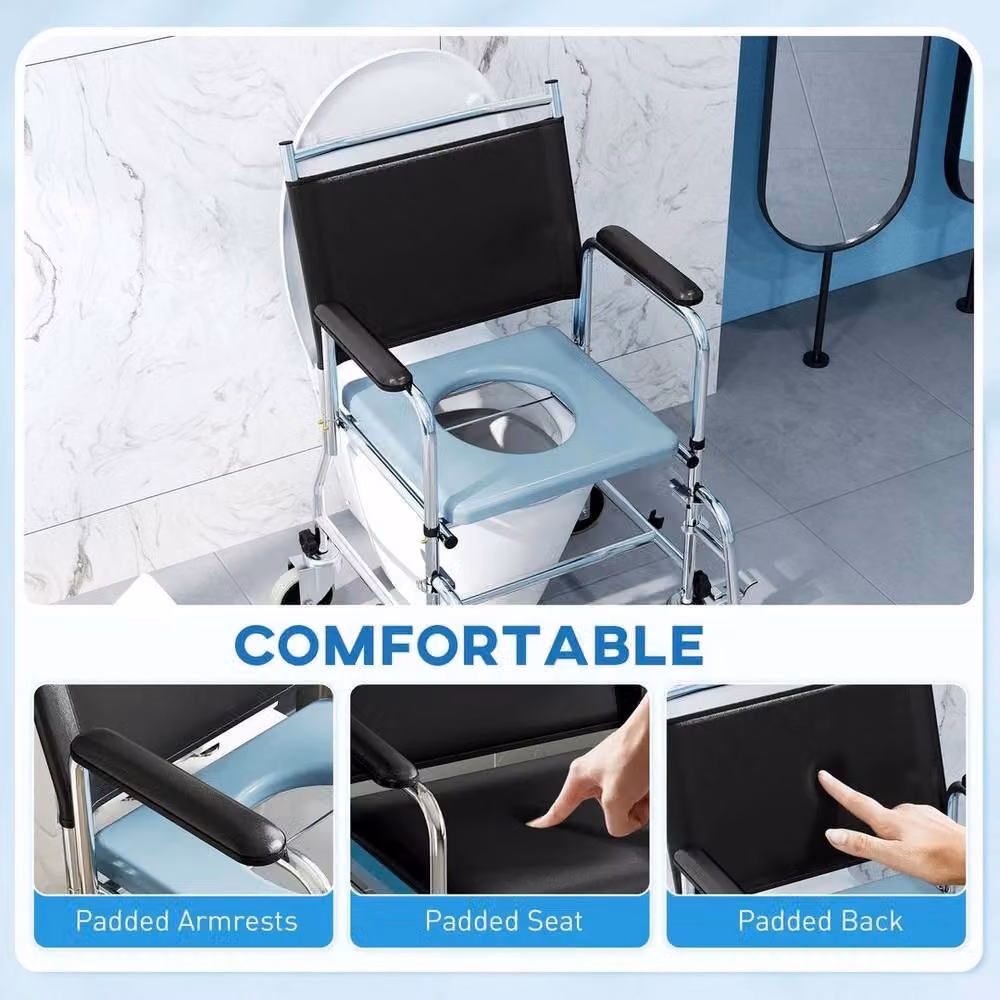 FORGEVIO Rolling Shower Chair with Wheels in Black – 5