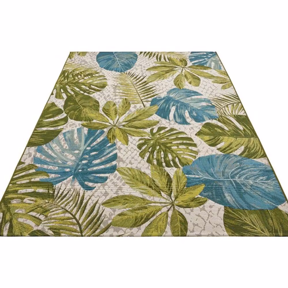 THE RUGS Flair Tropical Flatweave Indoor Outdoor Rug, Green and Multicolour, W: 240 cm, L: 340 cm – 3