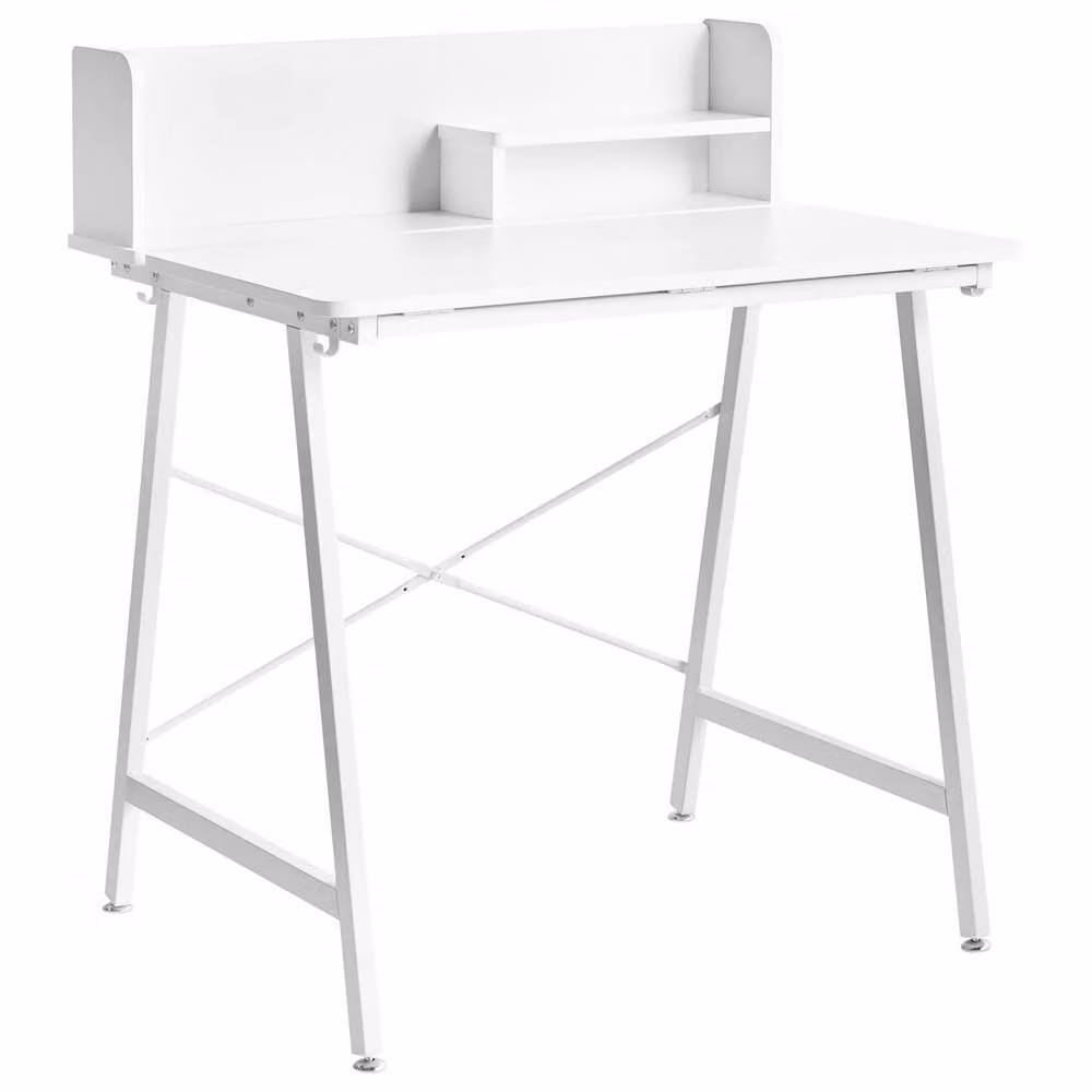 Wyld and Coco Tilting Writing Desk in White with Metal X-Frame Legs – 2