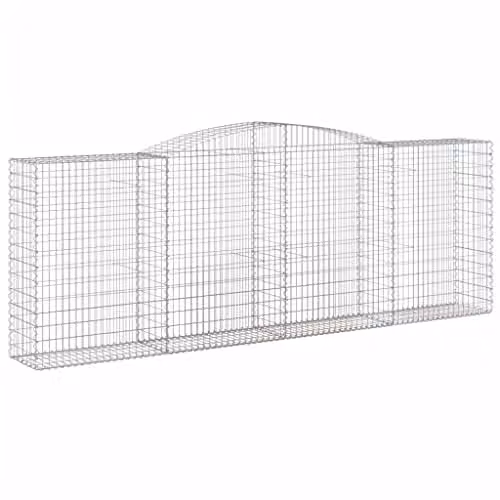 vidaXL Arched Gabion Basket Outdoor Garden Barrier, Silver Galvanised Steel Wire Fence, W: 400 cm, D: 50 cm, H: 140/160 cm