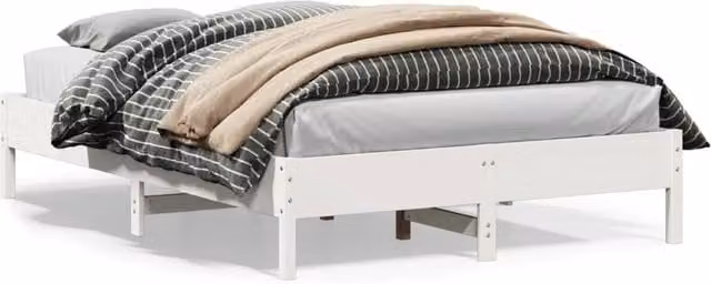 Berkfield Home King Size Solid Wood Pine Bed Frame in White, W/D/H: 150 x 200 cm – 1