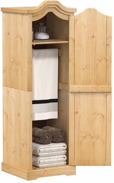 Berkfield Home Corona Wardrobe in Brown Solid Wood Pine, W/D/H: 55 x 52 x 170 cm