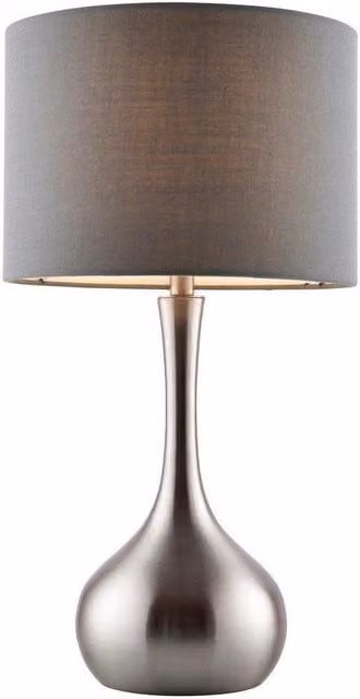 Netlighting Piccadilly Dimmable Touch Table Lamp in Grey with Satin Nickel Finish and E14 Base