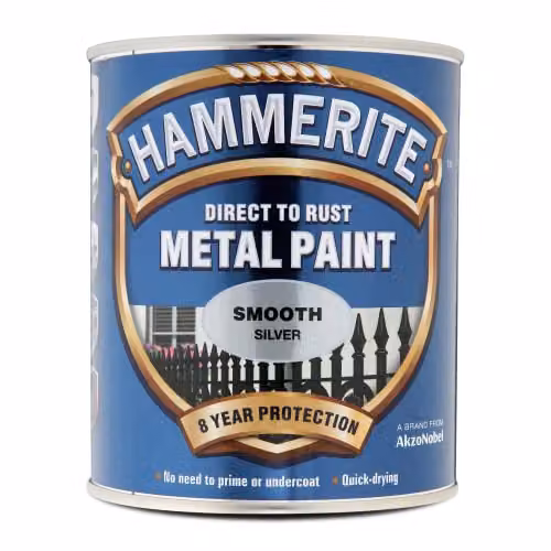 Hammerite Direct to Rust Metal Paint in Gloss Silver, 0.75 l – 2
