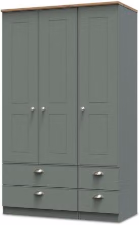 Welcome Victoria Modern 3 Door 4 Drawer Triple Wardrobe in Matt MDF