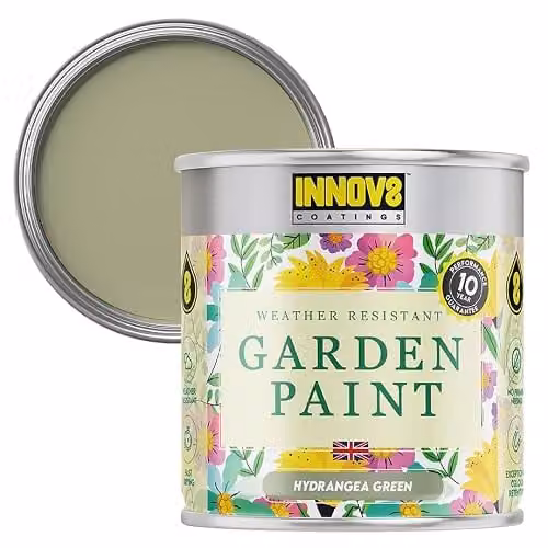 INNOV8 COATINGS Weatherproof Garden Paint for Wood, Satin Gloss Finish, Green, 0.75 l