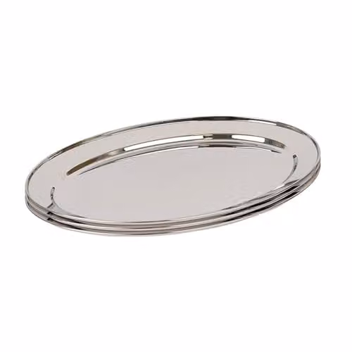 Argon Tableware Stainless Steel Oval Serving Platters, Silver, Pack of 3, W: 40 cm, D: 27 cm – 1