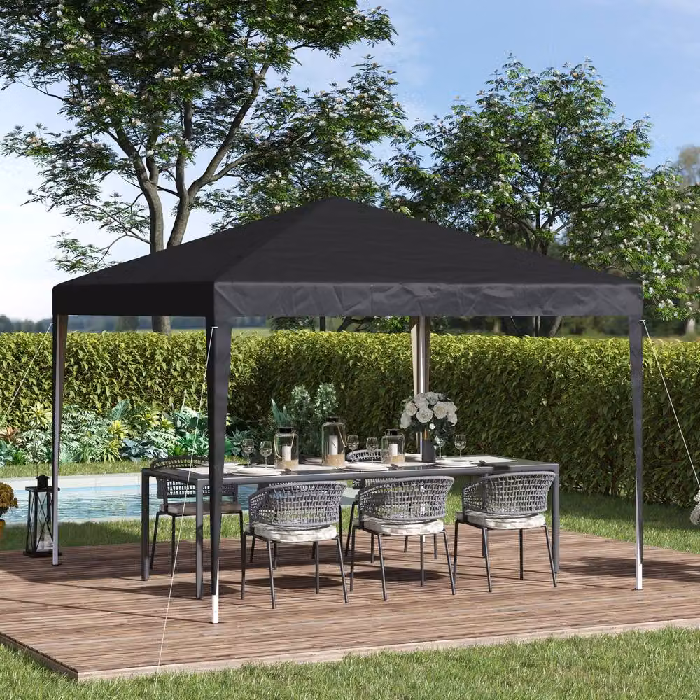 Rolipo Black Pop Up Garden Gazebo Party Tent with Carry Bag, W: 300 cm, D: 300 cm, H: 255 cm – 3