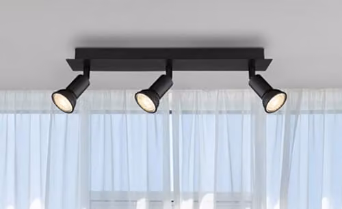 Netlighting Drew Ceiling Spotlight Bar in Black Metal with 3x GU10 Bulbs, W: 40 cm, D: 35 cm, H: 6 cm – 2