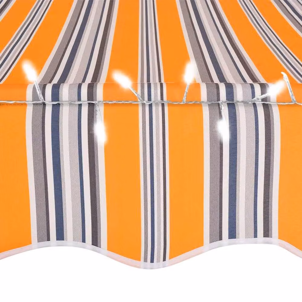 Berkfield Home Manual Retractable Awning with LED, Yellow and Blue Striped Polyester and Steel – 2
