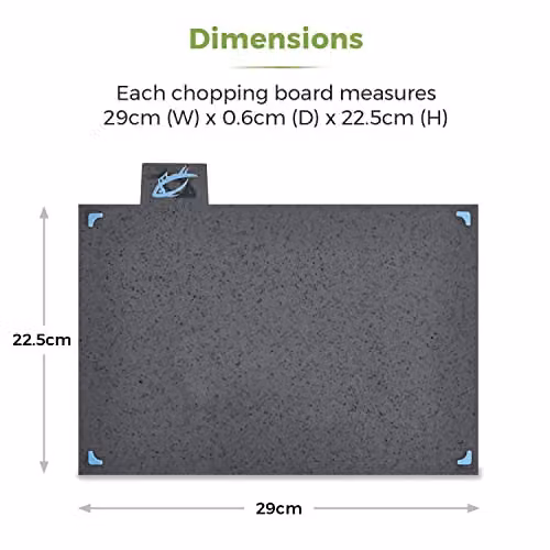 Tower 4 Piece Rectangular Chopping Board Set with Stand in Grey, Dishwasher Safe – 4