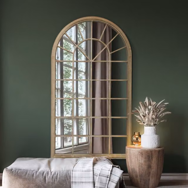 MirrorOutlet Somerley Large Country Arch Wall Mirror in Sand, H 180 cm x W 103 cm