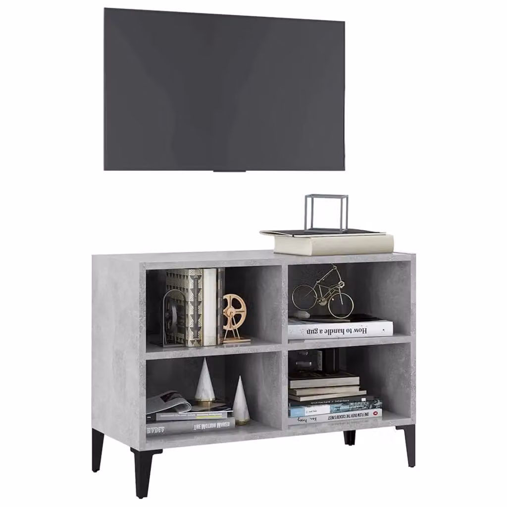 Berkfield Home Industrial TV Cabinet with Metal Legs in Concrete Grey, W: 69.5 cm, D: 30 cm, H: 50 cm – 3