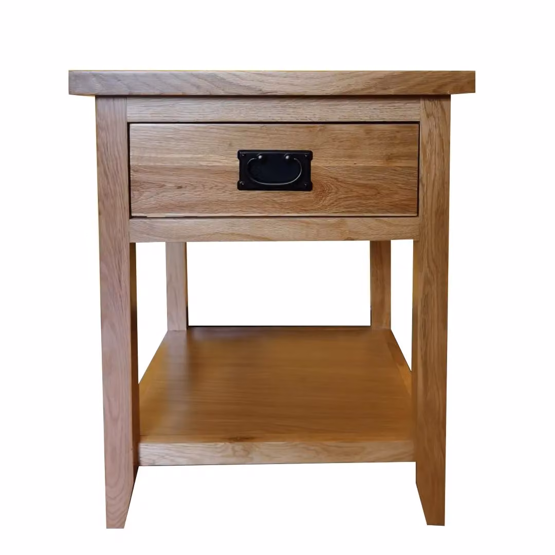 FURNITURE ONE Oak Bedside Table with Shelf and Drawer in Light Oak – 2