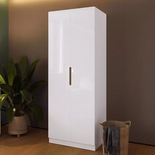 FWStyle Veloce White Gloss 2 Door Double Wardrobe H197 x W74 x D53 cm – 2
