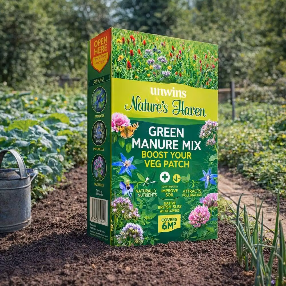 Unwins Nature's Haven Green Manure Wildflower Seed Mix, Multicolour, 1.2kg – 3