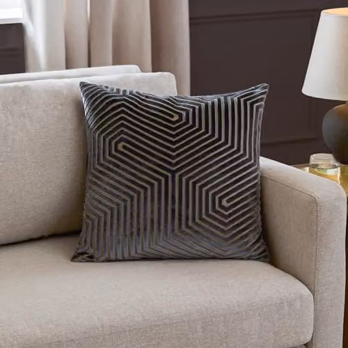 Paoletti Evoke Square Velvet Polyester Filled Cushion in Grey, W/D/H: 45 x 45 x 45 cm – 5