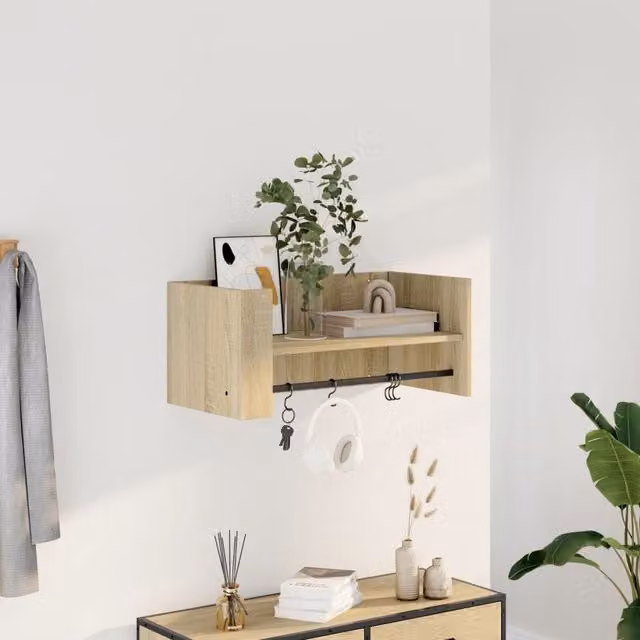 Berkfield Home Wall Mounted Sonoma Oak Shelf in Brown, W/D/H: 70.5 x 30.5 x 30.5 cm – 1