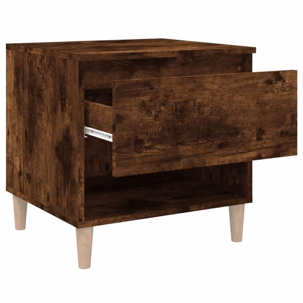 Berkfield Home Set of 2 Smoked Oak Bedside Tables in Brown, W/D/H: 50 x 46 x 50 cm – 3