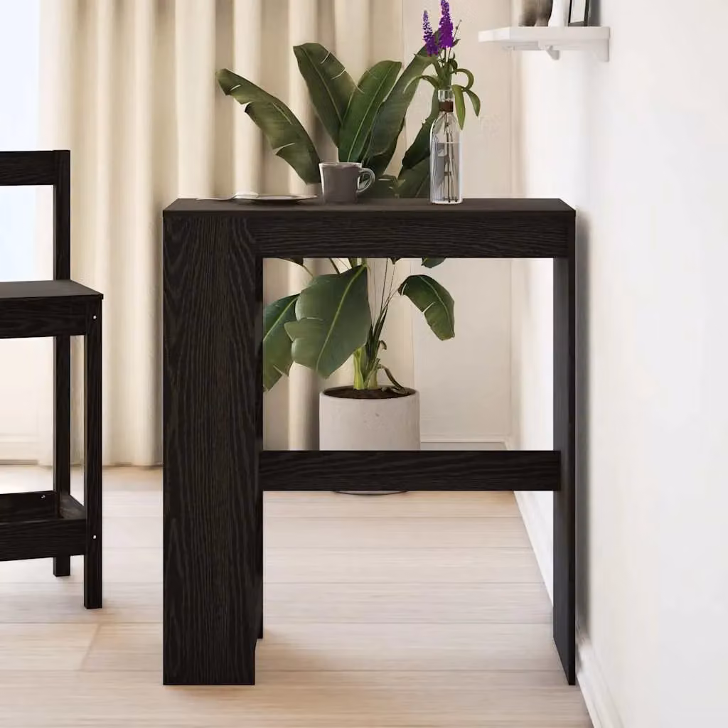 Berkfield Home Bar Table with Racks in Black Oak, W: 90 cm, D: 40 cm, H: 103.5 cm – 3