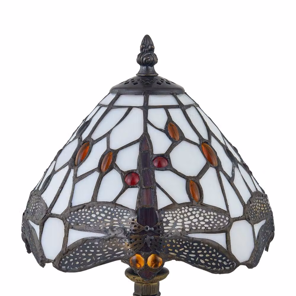 First Choice Lighting Basil Tiffany Dragon Fly Table Lamp in Bronze and Multicolour, Height: 36 cm – 2