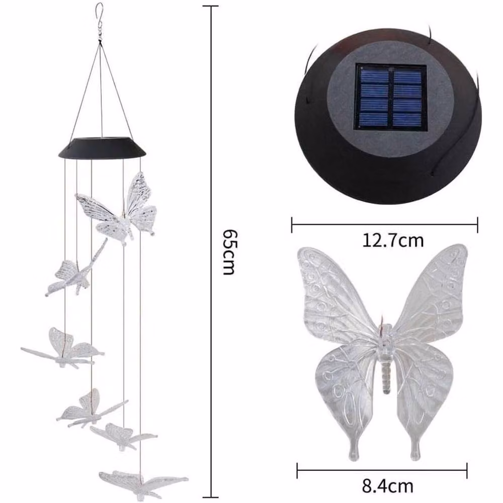 Kelvenix Butterfly Solar Powered Multicolour LED Garden Wind Chimes Decor – 2