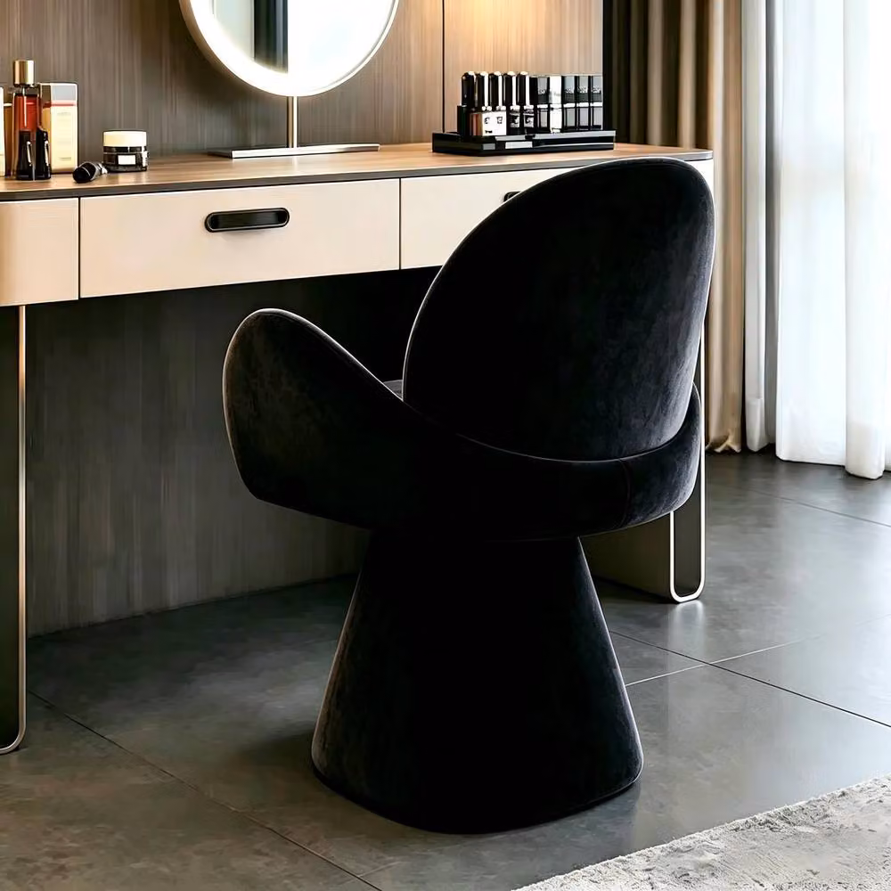 STILVORA Modern Rotating Stool in Black Fabric – 2