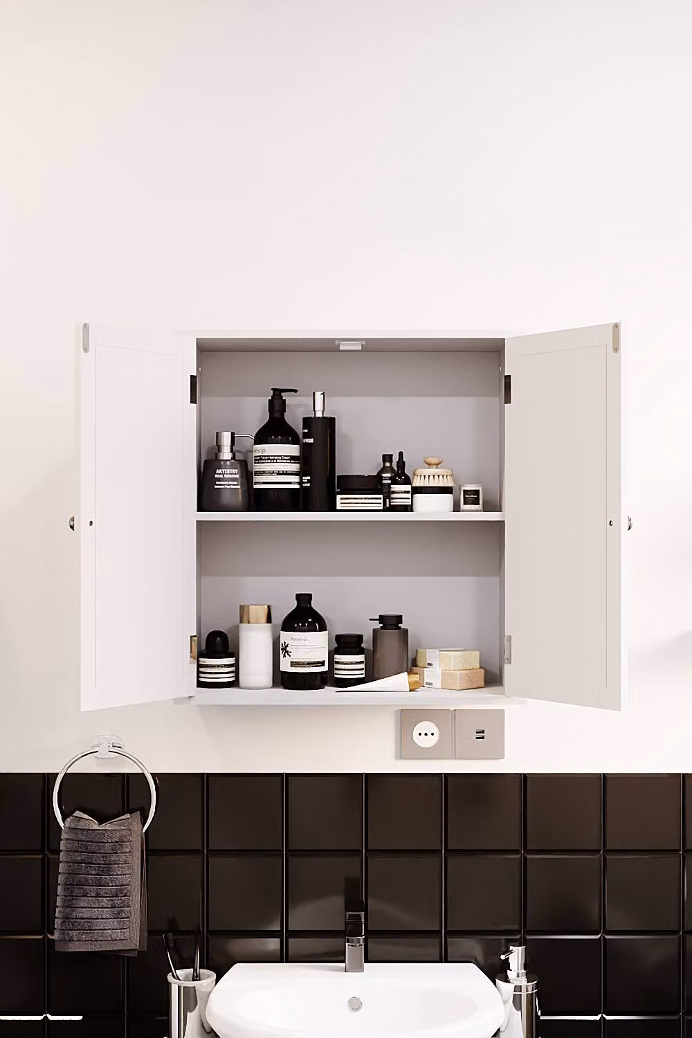 HD Designs Liano White Matt 2 Door Wall Mounted Bathroom Cabinet with Internal Shelves – 3