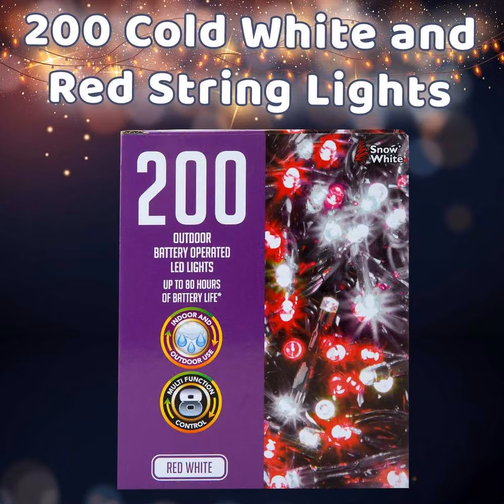 VFM e-Store Christmas String Lights with 200 Bulbs in White, Red and Multicolour – 3