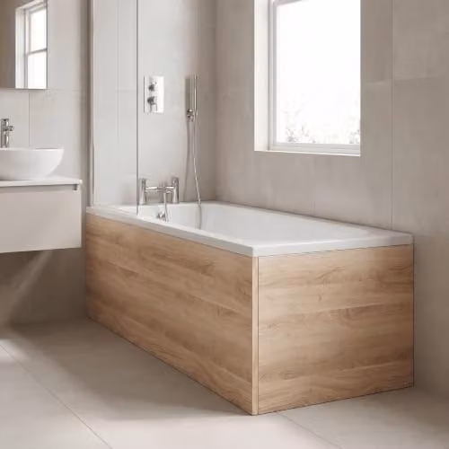 Balterley Water Resistant Wooden Bath End Panel in Beige, Width: 700 mm – 2