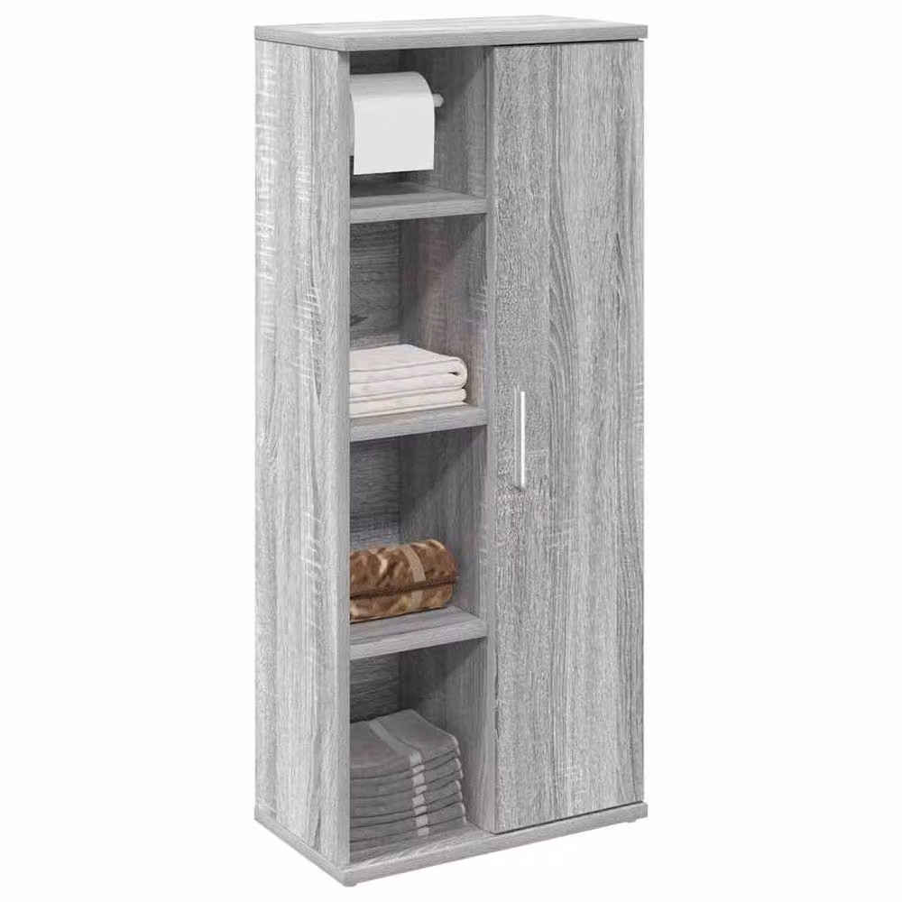 Berkfield Home Grey Sonoma Bathroom Cabinet with Roll Holder, W: 39 cm, D: 22 cm, H: 90 cm – 2