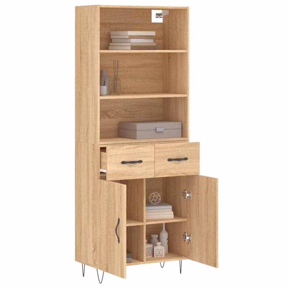 Berkfield Home Sonoma Oak Highboard in Light Tan, W: 69.5 cm, D: 34 cm, H: 180 cm – 3
