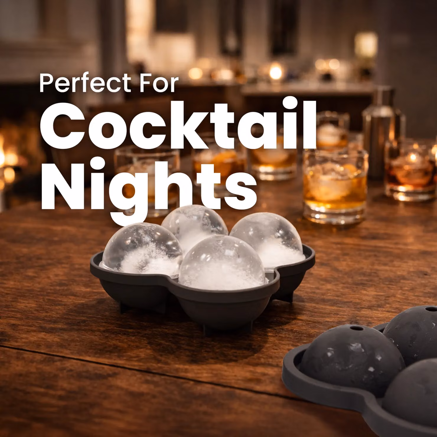 Libbi Lou Black Silicone 4 Sphere Round Ice Cube Tray, 2 Pack – 2