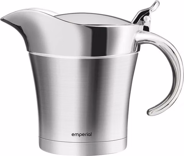 Emperial Stainless Steel Drip Free Gravy Jug with Lid in Silver