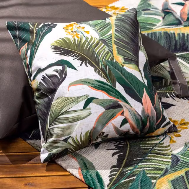 Terrys Hawaii Tropical Floral Outdoor Square Filled Cushion, Multicolour, W/D/H: 43 x 43 x 43 cm