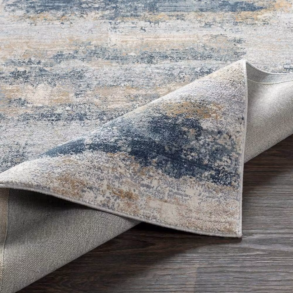Livabliss Brunswick Modern Abstract Marble Living Room Rug in Blue, Beige and Grey with Fringes, W: 200 cm, D: 290 cm – 3