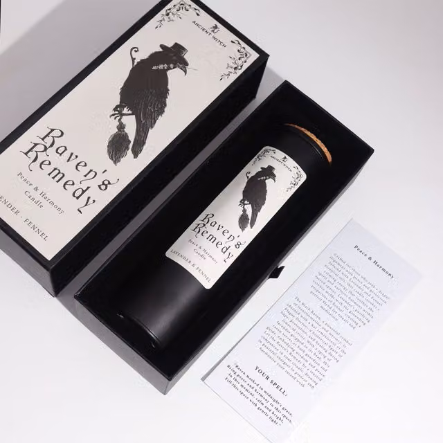 KDMK Ravens Remedy Black Pillar Candle for Meditation and Calm