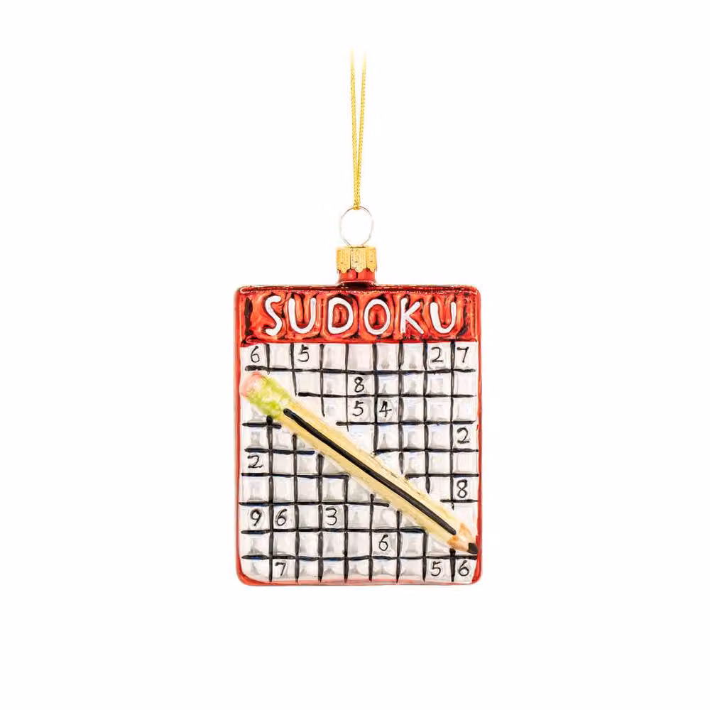 The Alphabet Gift Shop Red Sudoku Glass Christmas Bauble – 2