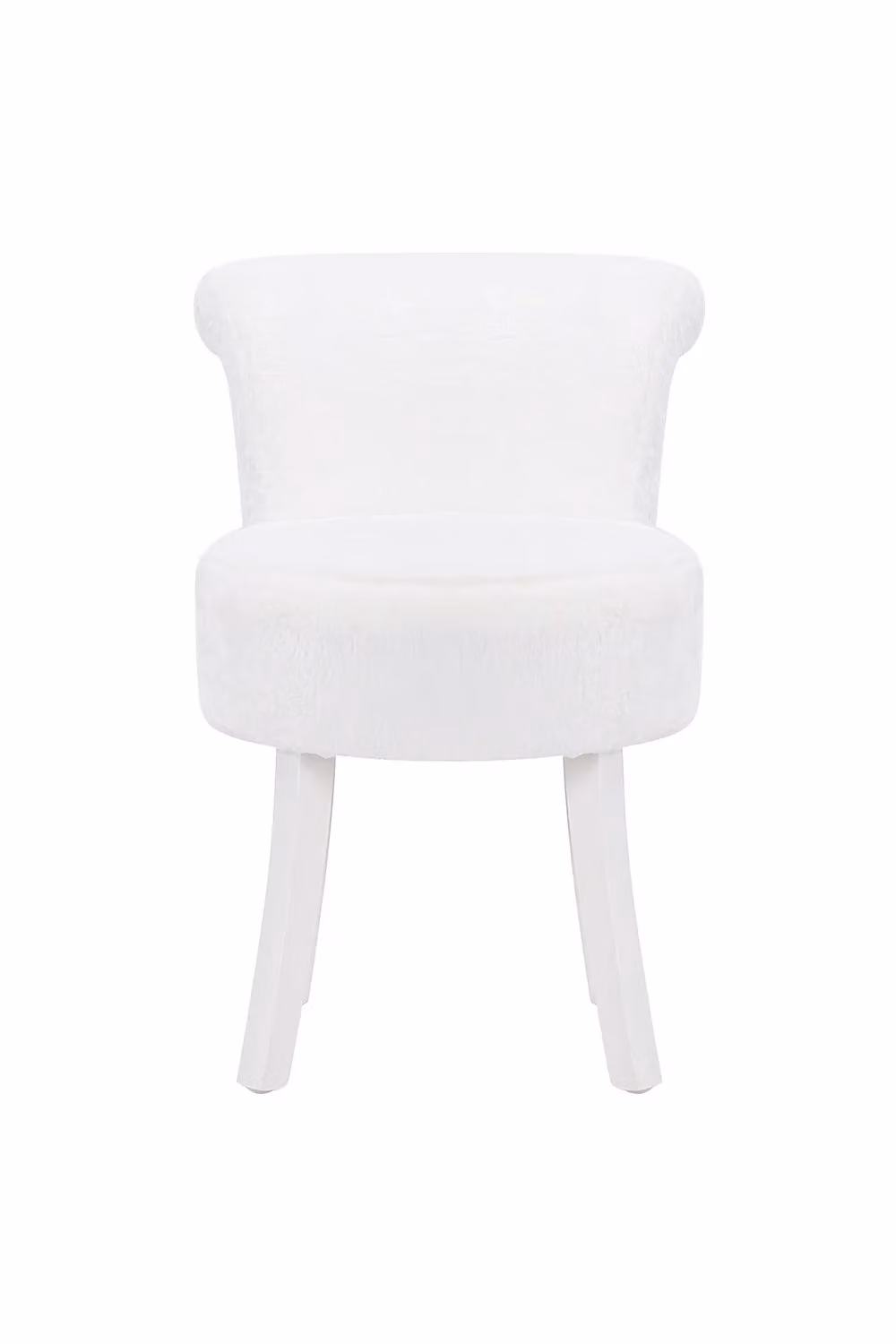 Livingandhome Modern White Plush Upholstered Dressing Footstool with Lacquered Wood Legs – 2