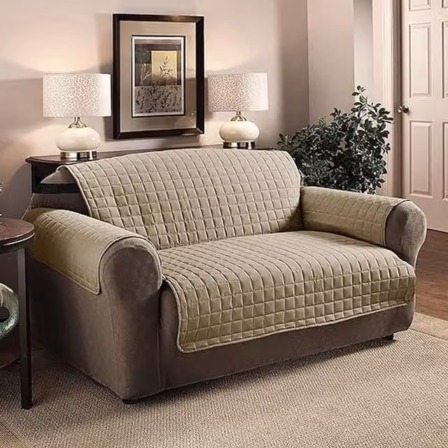 Velosso Water-Repellent and Stain-Resistant Microfibre 2 Seater Sofa Protector in Beige/Yellow