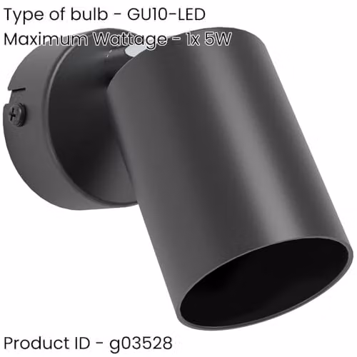 Loops Black Modern Cylinder Ceiling Spotlight Pack of 2, Dimmable GU10 LED Metal Fixture – 2